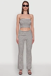 Trendy Fold Over Striped Bootcut Pants