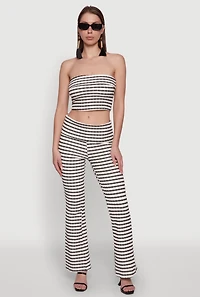 Trendy Fold Over Striped Bootcut Pants