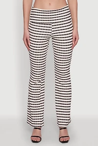 Womens Trendy Foldover Striped Bootcut Pants, Multi,