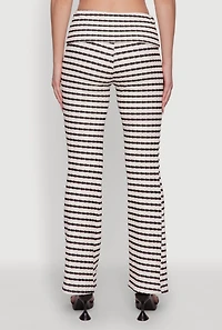 Trendy Fold Over Striped Bootcut Pants