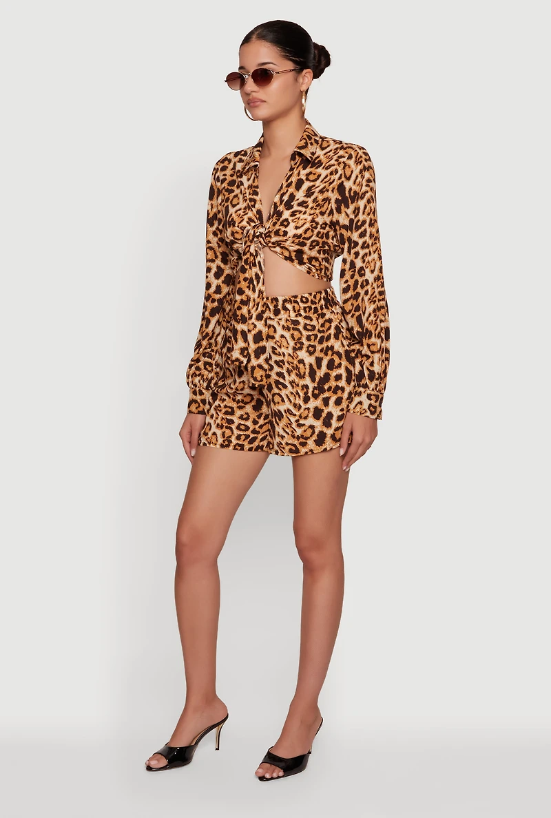 Leopard Print High Waisted Shorts