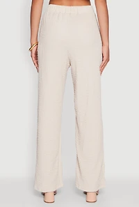 Womens Trendy Solid High Waisted Wide Leg Pants,