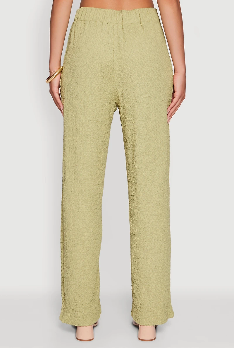 Womens Trendy Solid High Waisted Wide Leg Pants, S