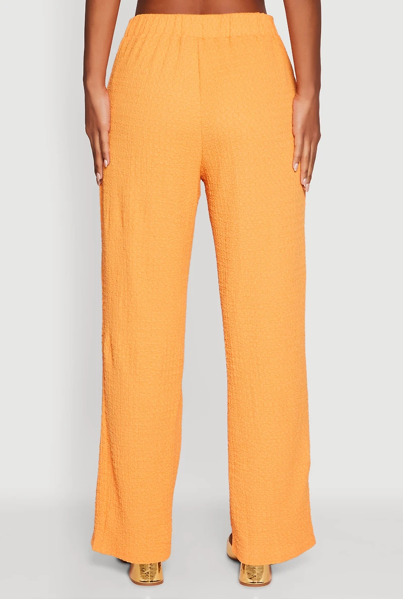 Trendy Solid High Waisted Wide Leg Pants