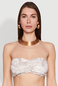 Womens Ruched Front Bandeau Top, Beige, Size XL
