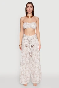 Womens Ruched Front Bandeau Top, Beige, Size XL