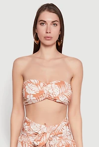 Womens Ruched Front Bandeau Top, Orange, Size M