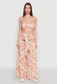 Womens Ruched Front Bandeau Top, Orange, Size M