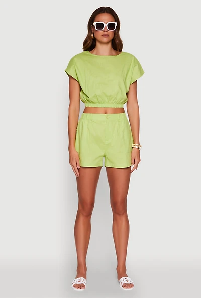 Womens Chic High Waisted Shorts with Pockets,