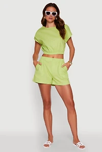 Womens Chic High Waisted Shorts with Pockets, M