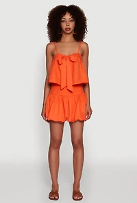 Womens Trendy Square Neck Sleeveless Cropped Tie Front Top, Orange, Size M