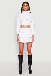 Womens Hyperstretch Asymmetrical Zip Front Jacket, White, Size L