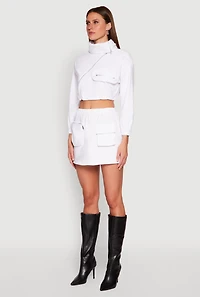 Womens Hyperstretch Asymmetrical Zip Front Jacket, White, Size M
