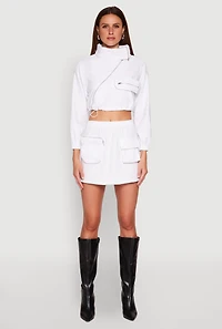 Womens Hyperstretch Cargo Pocket Mini Skirt, White, Size M