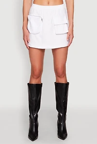 Womens Hyperstretch Cargo Pocket Mini Skirt, White, Size M