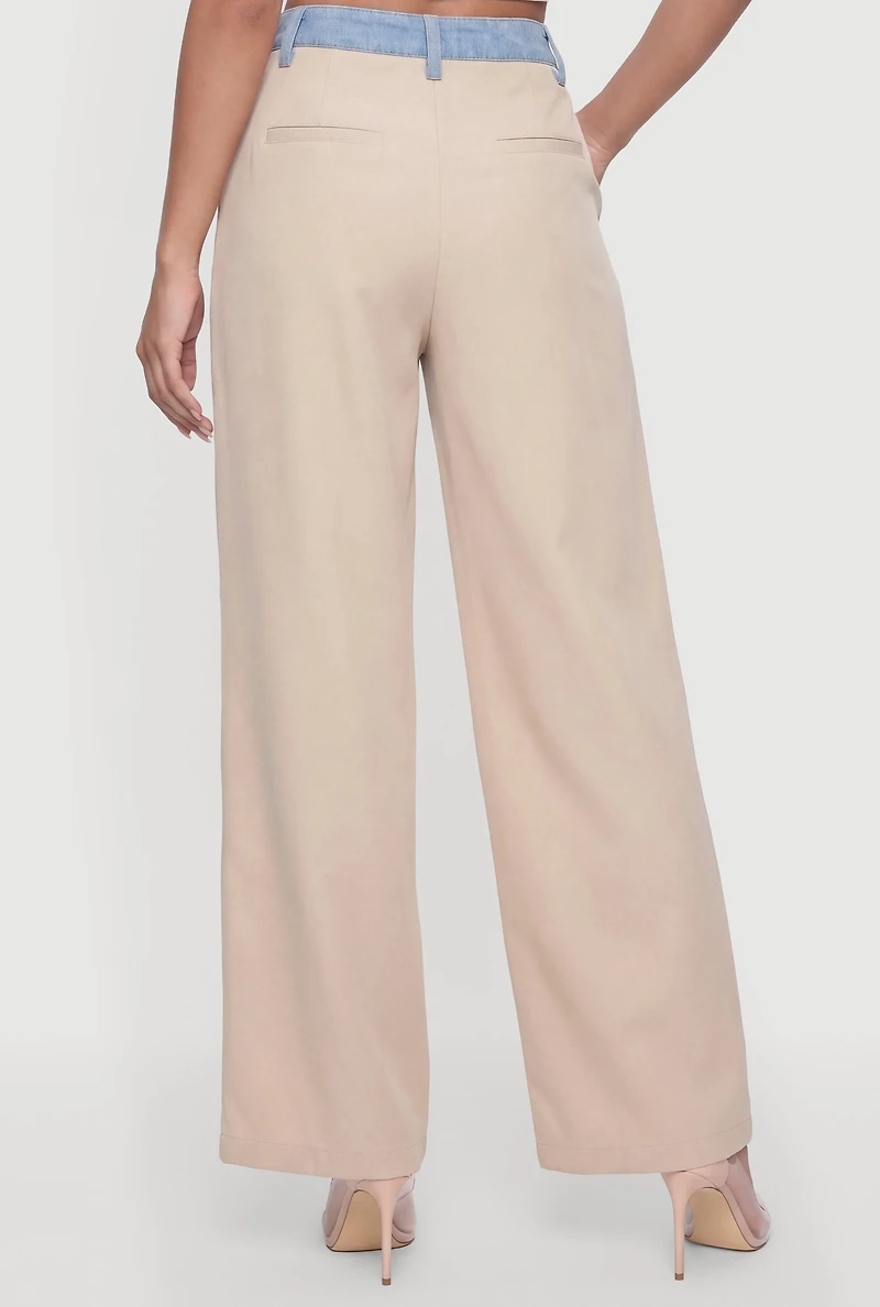 Denim Trim High Waisted Pants