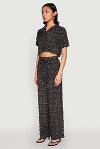 Womens Spoon Jeans Plaid Frayed Cropped Shirt,
