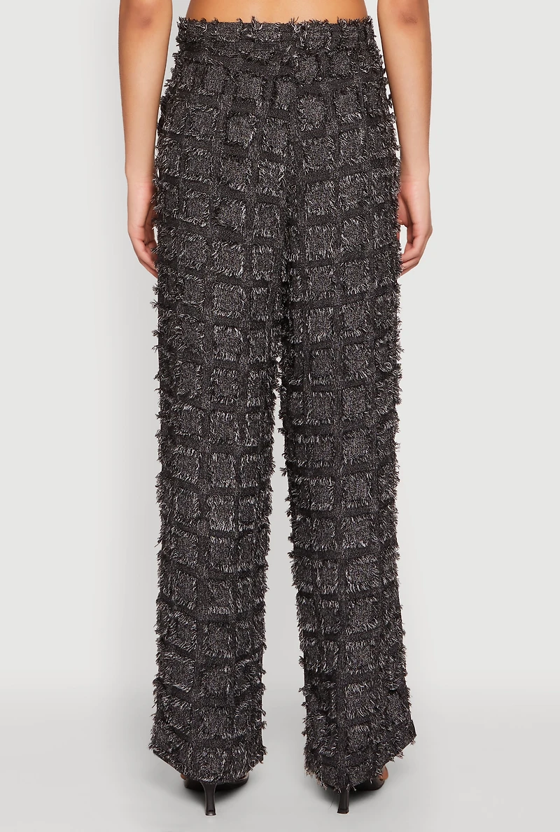 Womens Spoon Jeans Plaid Frayed Wide Leg Pants, M