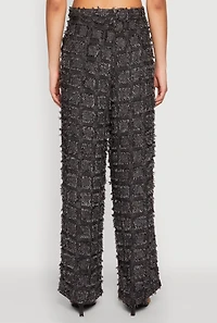 Womens Spoon Jeans Plaid Frayed Wide Leg Pants, M