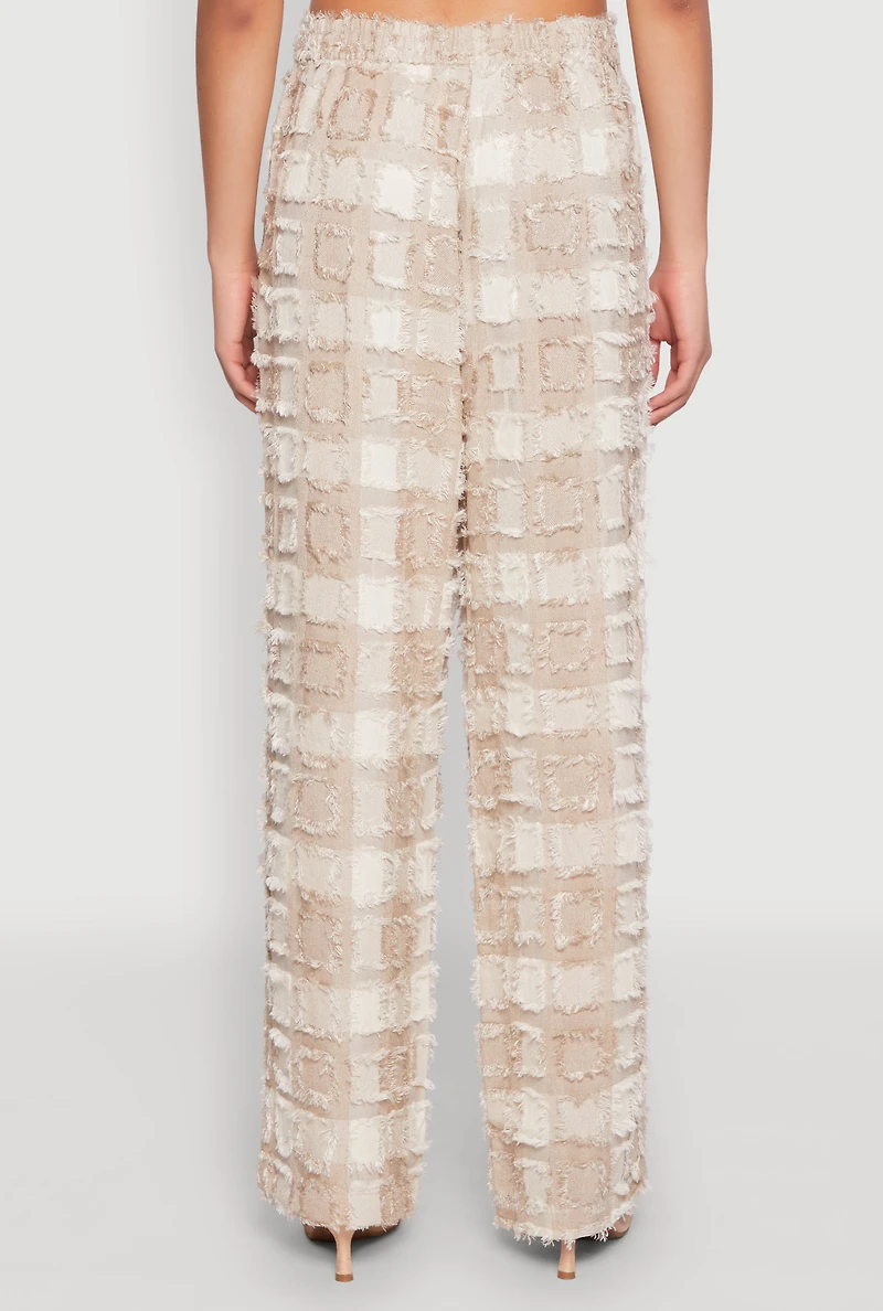 Spoon Jeans Plaid Frayed Wide Leg Pants