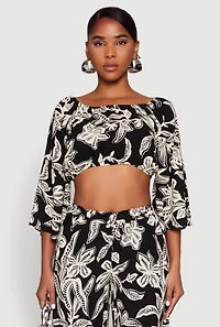 Womens Spoon Jeans Boat Neck Bell Sleeve Crop Top, Black, Size M