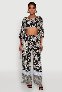 Womens Spoon Jeans Boat Neck Bell Sleeve Crop Top, S