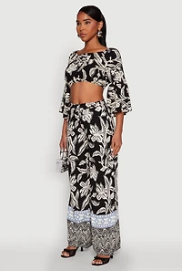 Womens Spoon Jeans Boat Neck Bell Sleeve Crop Top, S