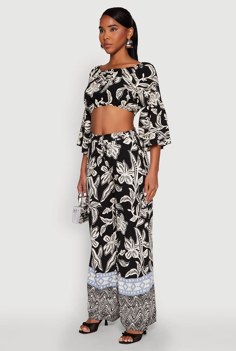 Womens Spoon Jeans Boat Neck Bell Sleeve Crop Top,