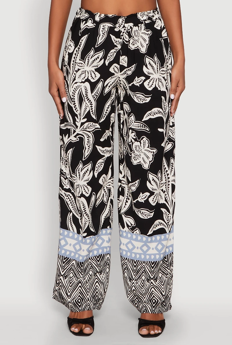 Womens Spoon Jeans High Waisted Printed Pattern Palazzo Pants,