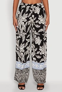 Womens Spoon Jeans High Waisted Printed Pattern Palazzo Pants,