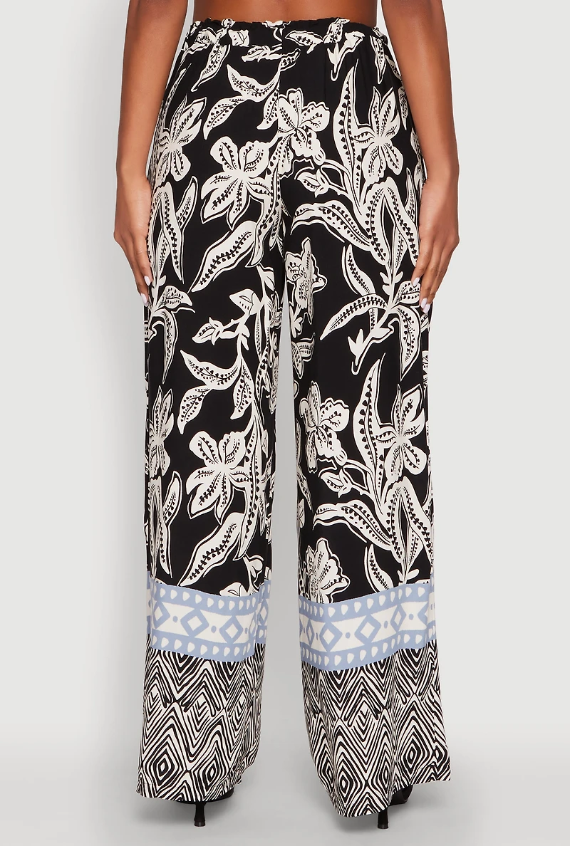 Womens Spoon Jeans High Waisted Printed Pattern Palazzo Pants,