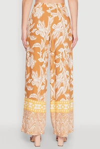 Womens Spoon Jeans High Waisted Printed Pattern Palazzo Pants, Orange, Size M