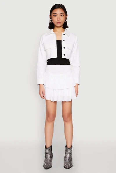 Spoon Jeans Smocked Waist Tiered Skirt