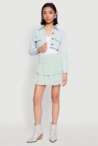 Womens Spoon Jeans Smocked Waist Tiered Skirt, M