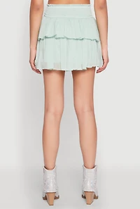 Womens Spoon Jeans Smocked Waist Tiered Skirt, M