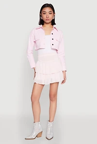 Spoon Jeans Smocked Waist Tiered Skirt