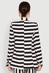 Womens Striped Padded Shoulder Blazer, M