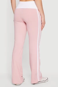 Varsity Stripe Side Graphic Fold Over Pull On Pants