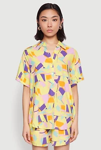 Womens Spoon Jeans Geometric Print Shorts, Multi,