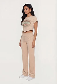 Acid Wash Fold Over High Waisted Pants