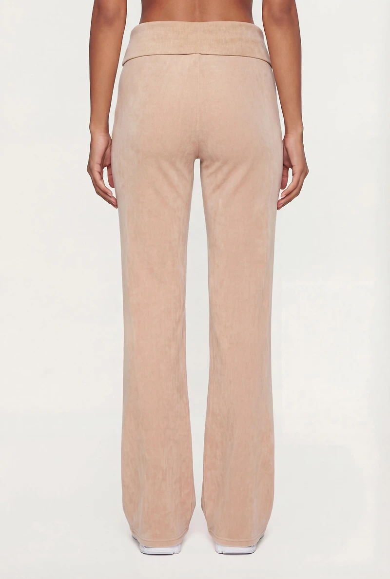 Acid Wash Fold Over High Waisted Pants