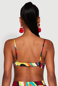 Womens Spoon Jeans Sleeveless Crop Top with Sweetheart Neckline, Multi, Size M