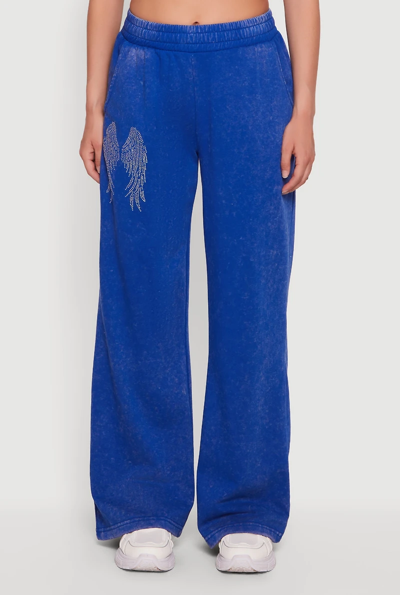 High Waisted Acid Wash Graphic Sweatpants