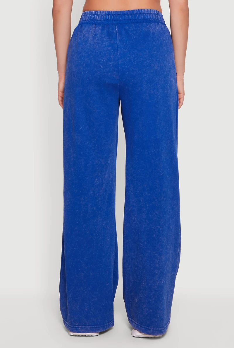 High Waisted Acid Wash Graphic Sweatpants