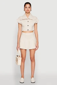 Womens Hyperstretch Pinstripe Short Sleeve Cropped Jacket,