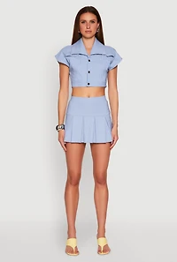 Womens Pinstripe Pleated Skirt,
