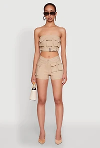 Womens Hyper Stretch Utility Tube Top, Beige, Size S