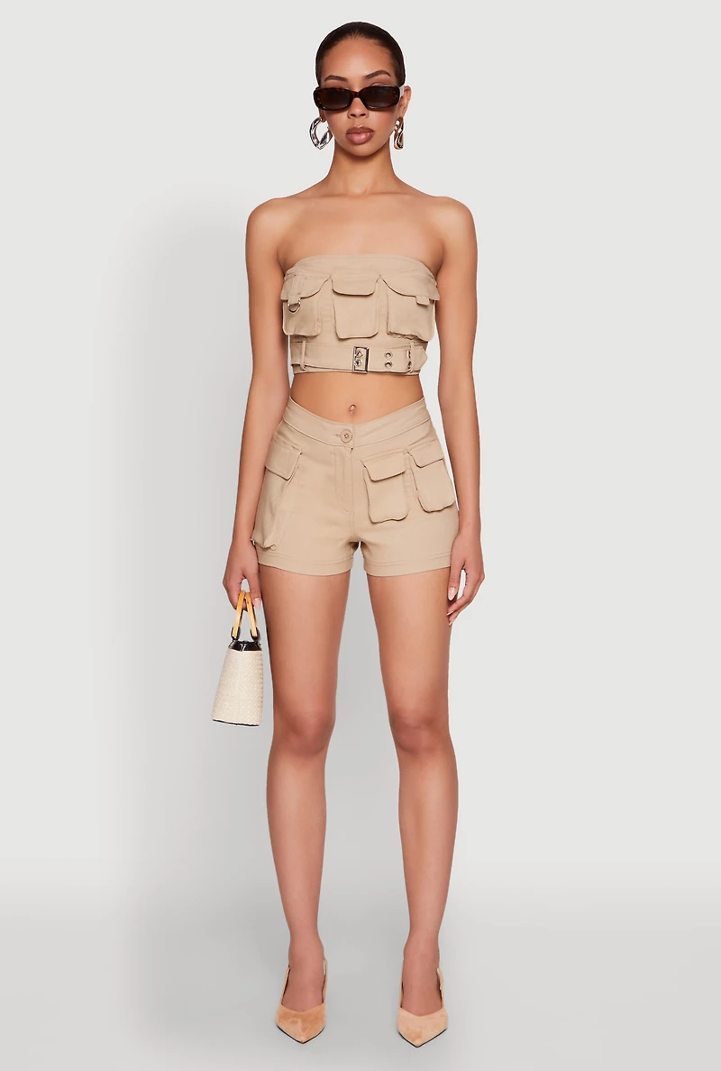 Womens Hyper Stretch Utility Tube Top, Beige, Size L
