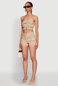 Womens Hyper Stretch Utility Tube Top, Beige, Size S