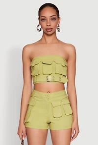 Womens Hyper Stretch Utility Tube Top, Green, Size S